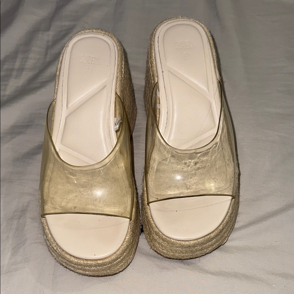 Zara Women's Cream Platform Sandals
